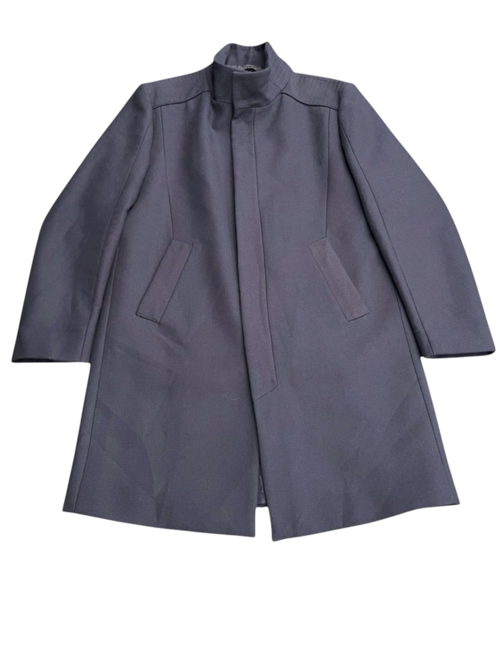 Zara Navy Cotton/Wool Blend Jacket Coat (XL)